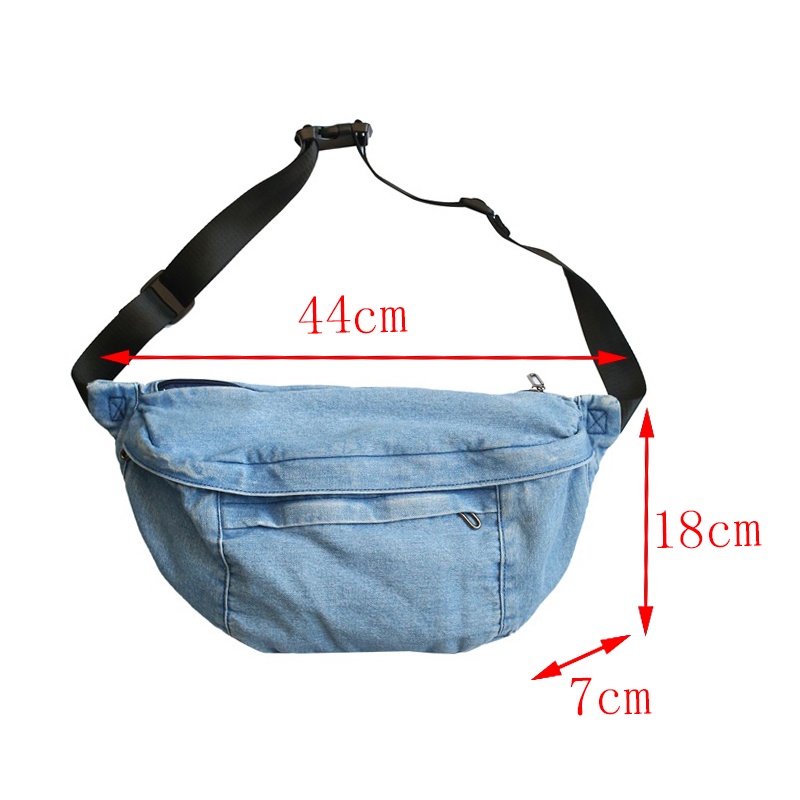 Túi đeo chéo ngực LEACAT chất liệu denim 2022 sức chứa lớn thời trang dành cho nam và nữ