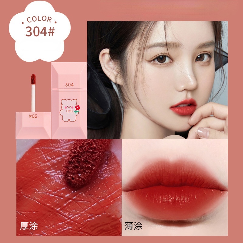 [Hàng mới về] Son môi dạng kem lì lâu trôi thiết kế họa tiết hình thú cưng đáng yêu