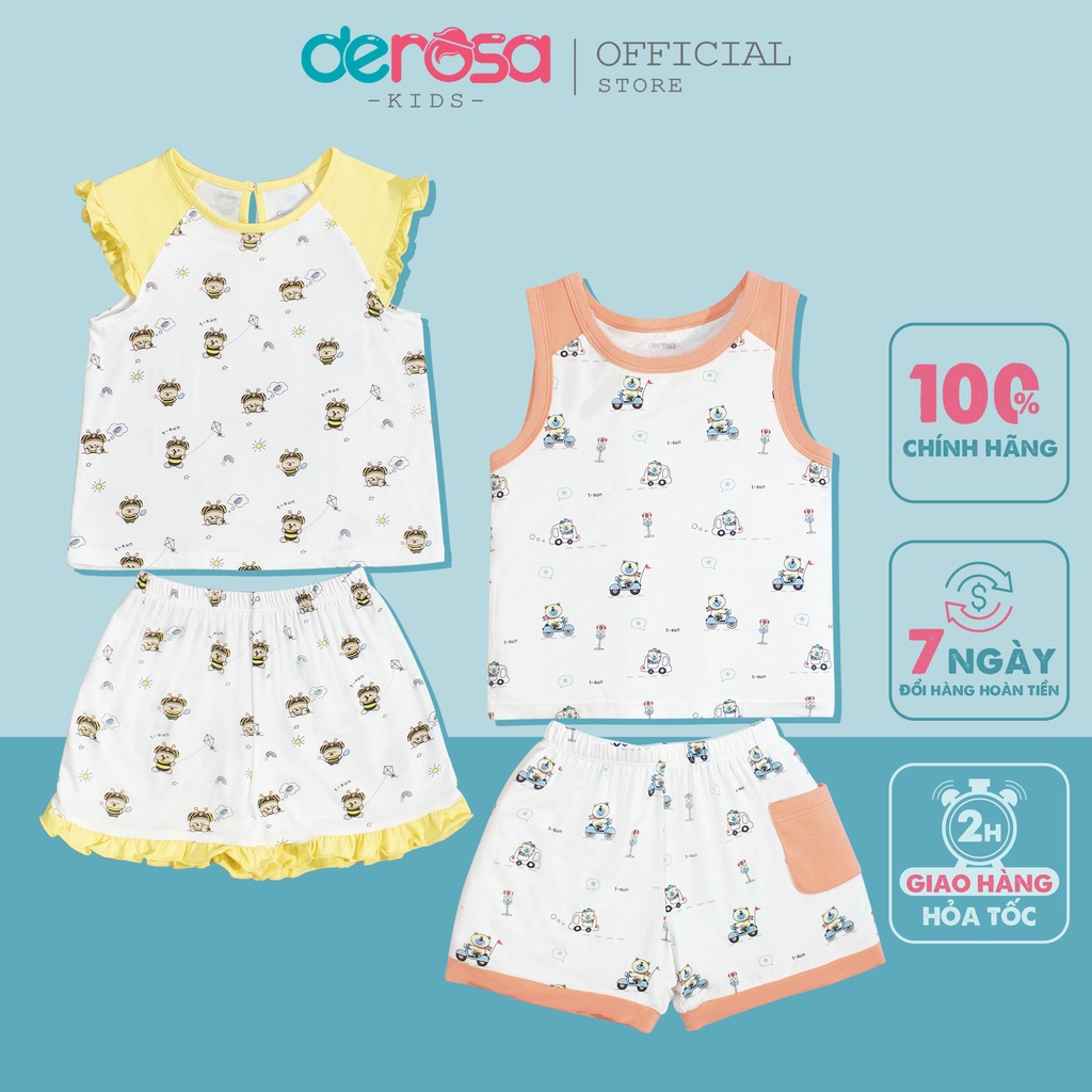 Bộ quần áo sát nách cho bé trai bé gái DEROSA KIDS 3-24 tháng 423-426