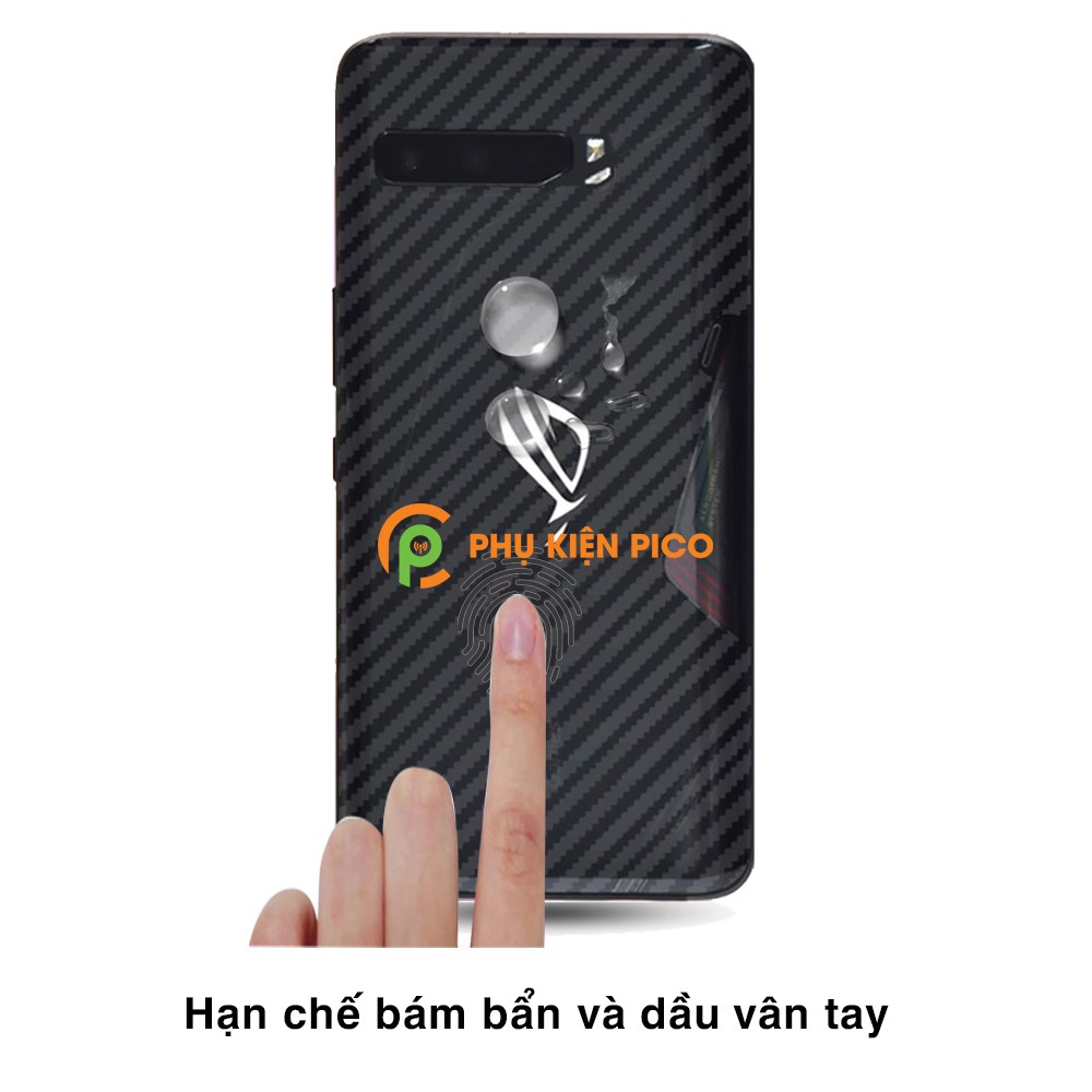 Dán lưng Rog Phone 3 trong suốt nổi vân Carbon 3D tản nhiệt tốt - Dán lưng vân Carbon Asus Rog Phone 3