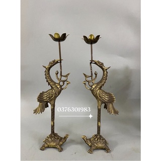 Đôi Hạc thờ bằng đồng màu giả cổ 35cm