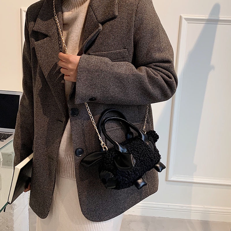 Túi Đeo Chéo Phủ Lông Cỡ Nhỏ Thời Trang Thu Đông Dễ Thương