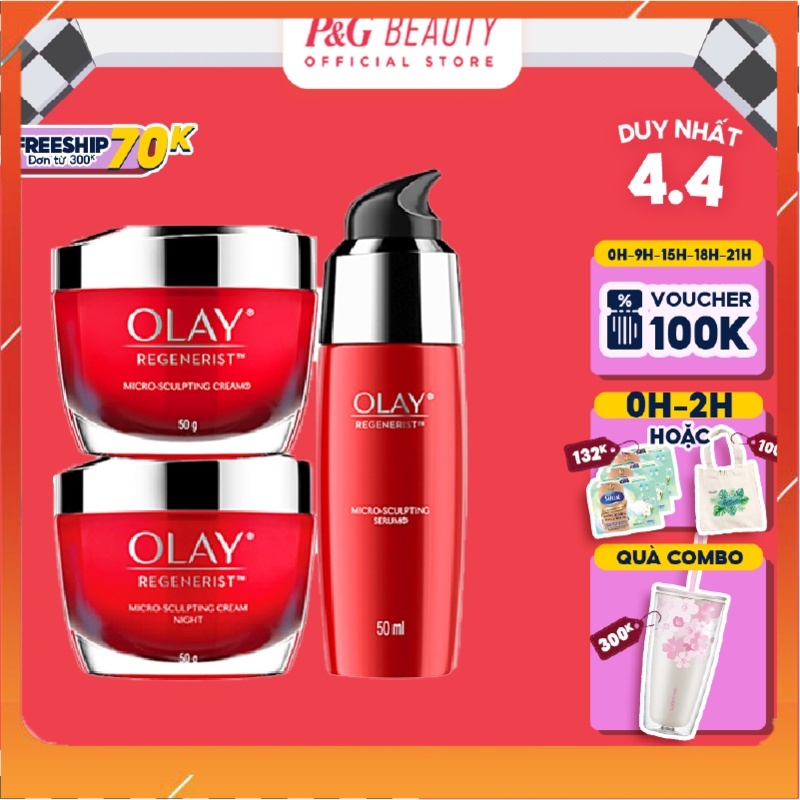 Combo 3 Olay Regenerist:Kem dưỡng ban ngày 50g+Kem dưỡng ban đêm 50g+Serum 50ml