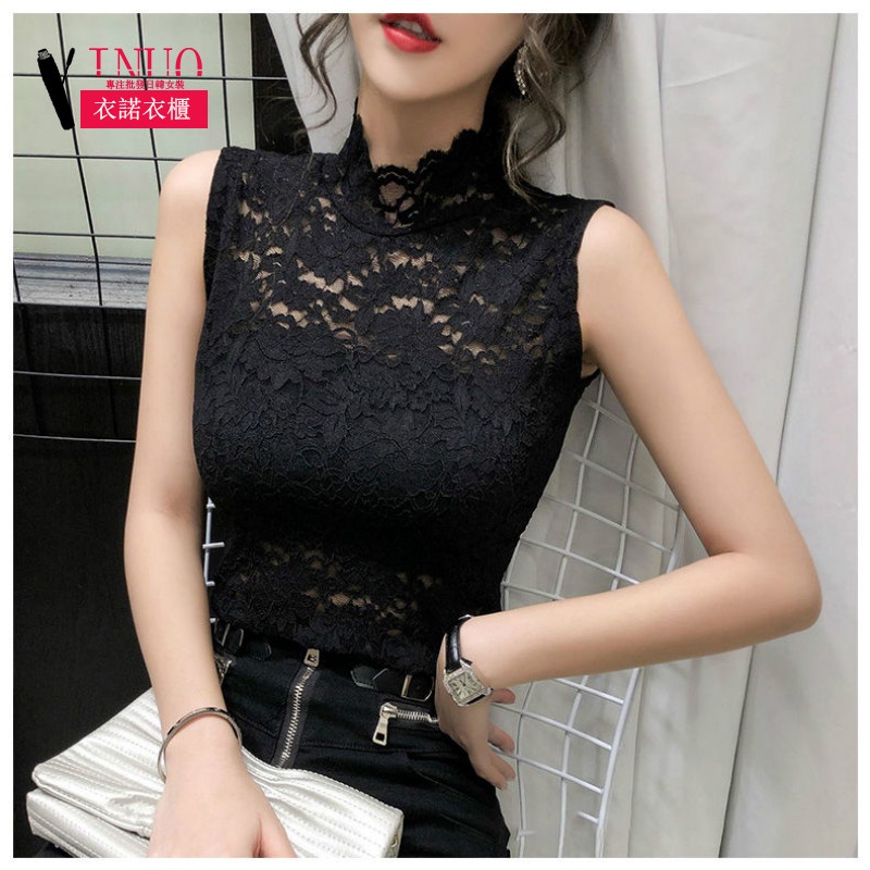 Áo Ren Sát Nách Cổ Đứng Khoét Rỗng Phong Cách Phương Tây Cho Nữ