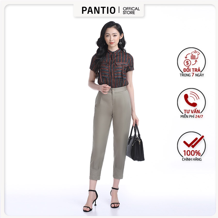 Áo sơ mi chất liệu thô mềm họa tiết kẻ sọc dáng suông FAS32667 - PANTIO