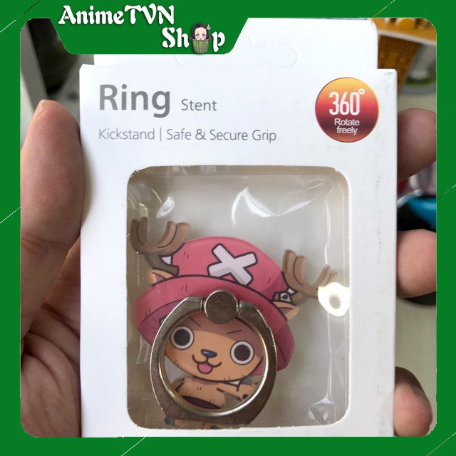 Móc giữ điện thoại Iring cao cấp kiểu nhẫn 2 in 1 in hình anime One piece (Đảo hải tặc) - chắc chắn chế độ xoay 360 độ