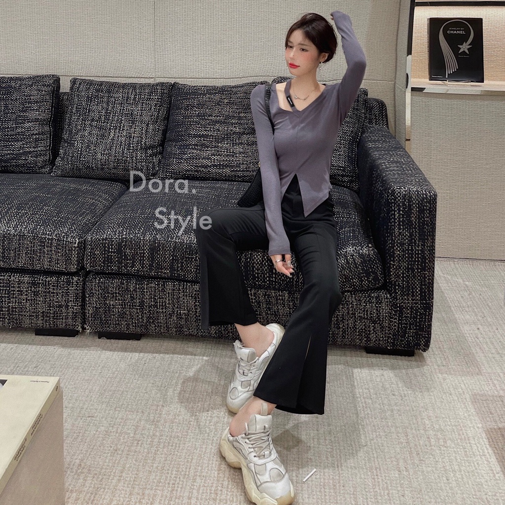 Quần loe ống xẻ công sở mix đồ sang chảnh M2026 DoraStyle