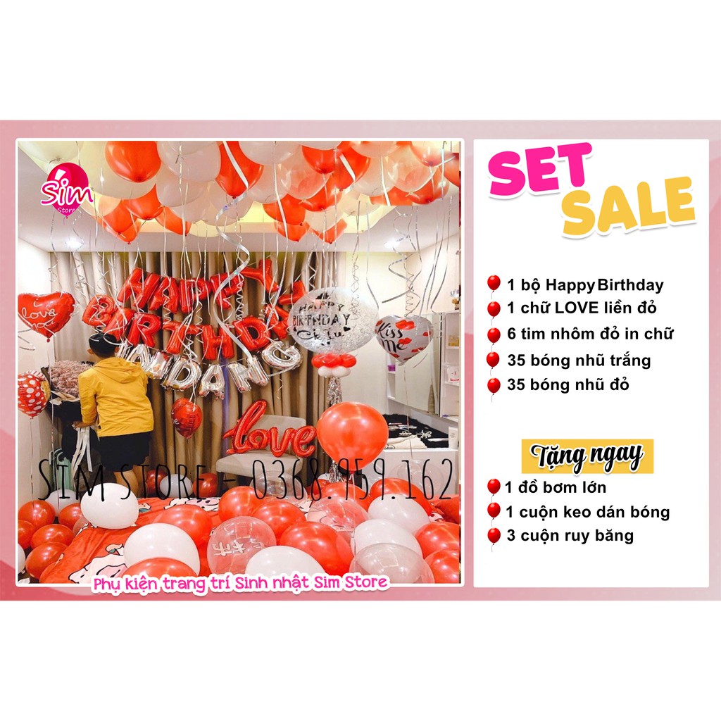 Set bóng trang trí sinh nhật Happy Birthday siêu xinh