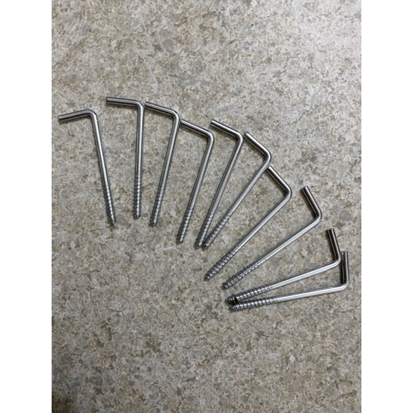 Vít móc chữ L kèm nở nhựa cỡ 4 phân, 6 phân, 8 phân, 10 phân và 12 phân