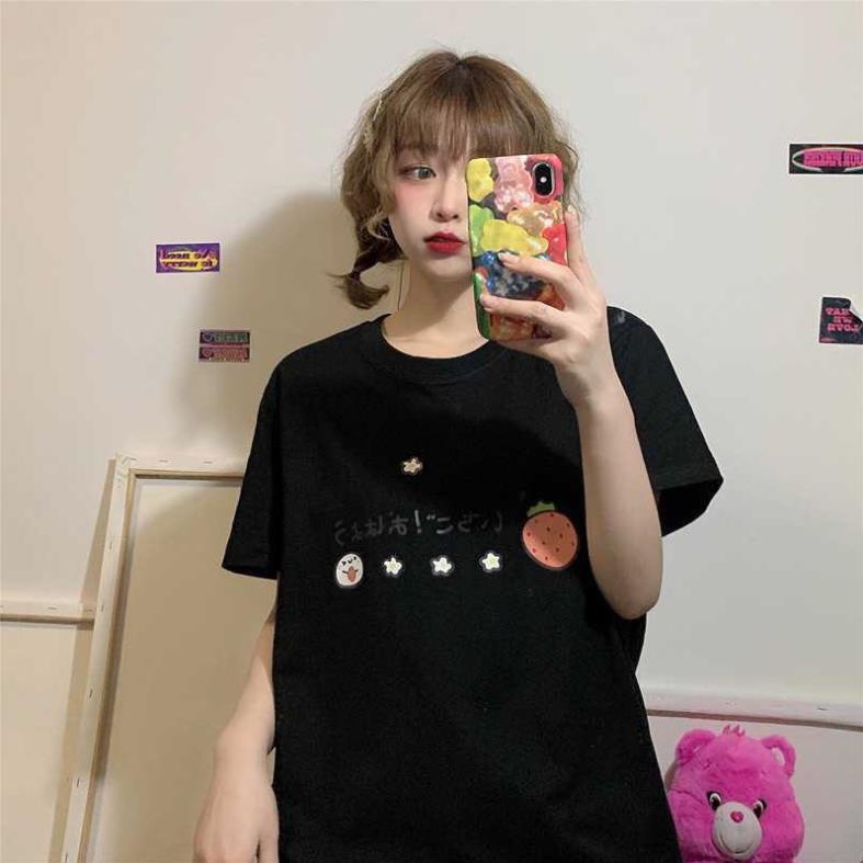 Áo thun unisex tay lỡ cotton, áo phông chữ hàn,hình cà rốt cute hàng đẹp