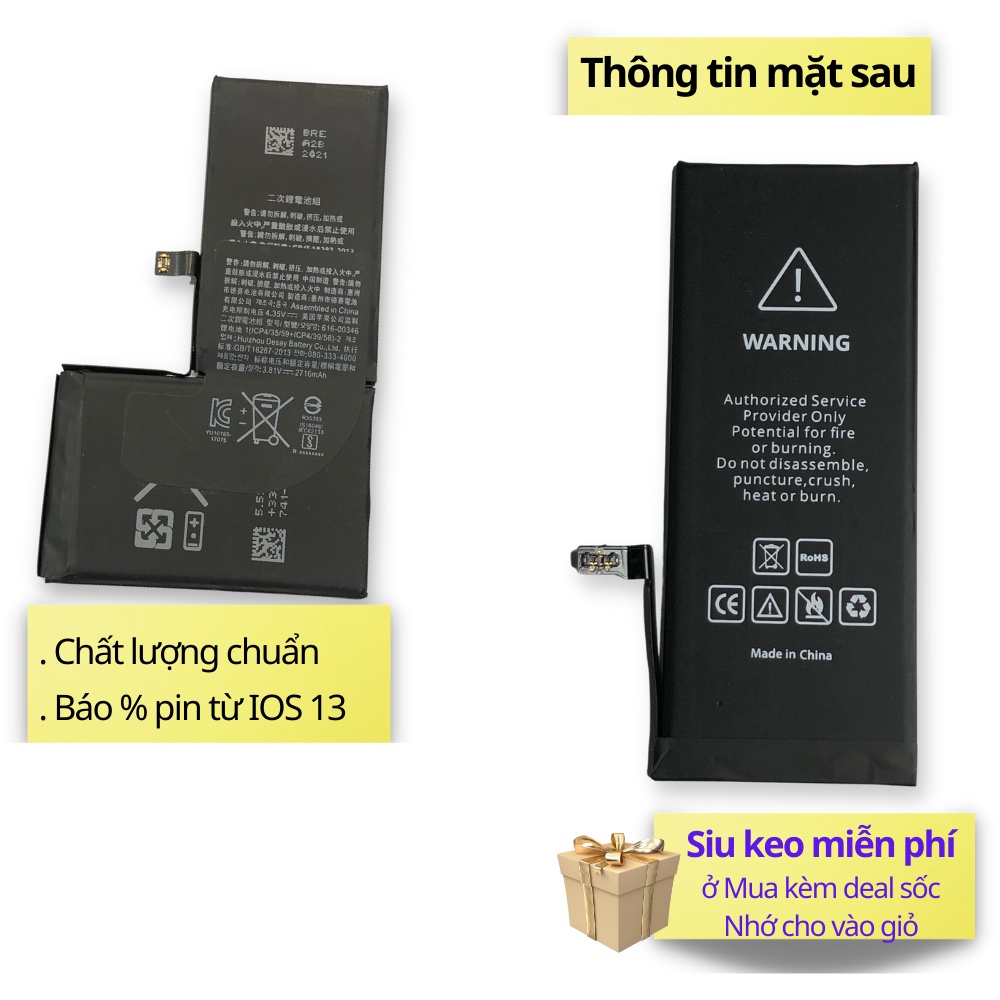 Pin dùng cho Iphon dung lượng chuẩn EU như pin theo máy chính hãng cho IP 5, 5s, 6, 6s, 6+, 7, 8, x, KLH