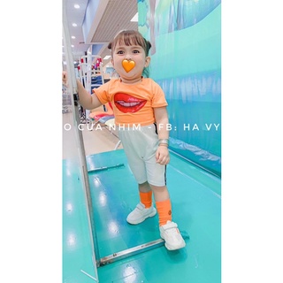 Quần legging đùi phối sọc cho bé