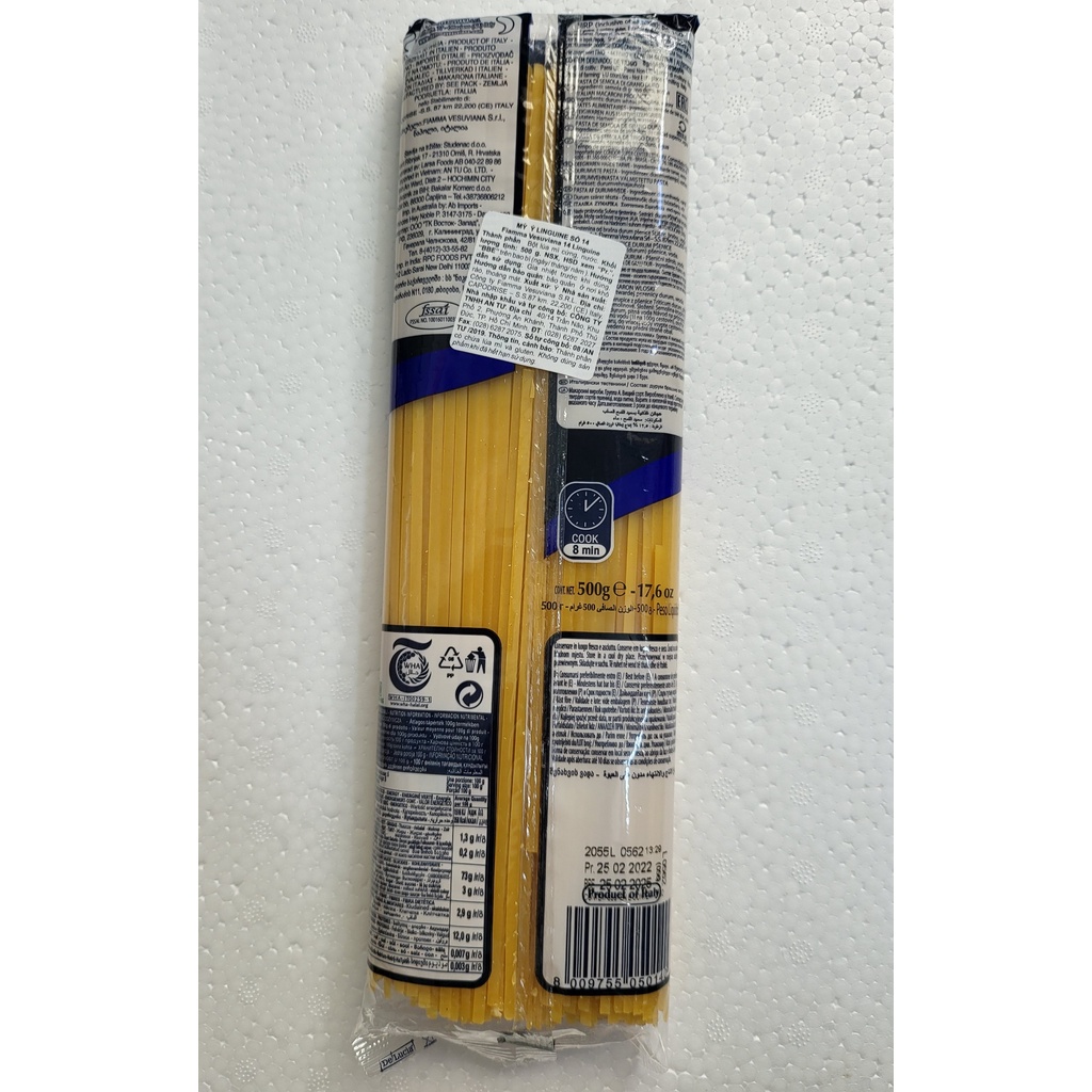 [Gói 500g – SỐ 14] MÌ Ý (sợi dẹt) [Italia] FIAMMA No 14 Linguine Pasta (halal) (atu)