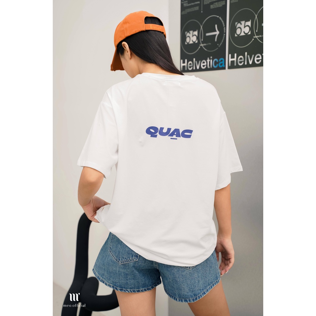 Áo thun tay lỡ Méo shop cổ tròn cotton in chữ Quạc freesize form rộng