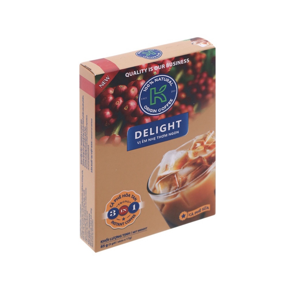 siêu rẻ - Cà phê hòa tan K Coffee Delight 3in1 hộp 5 gói x 17g (hàng km sl có hạn)