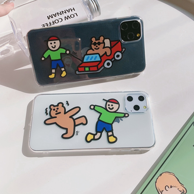 Ốp điện thoại in hình chàng trai và gấu hoạt hình cho Iphone 5/5S/6/6plus/6S/6S plus/6/7/7plus/8/8plus/X/XS/XS Max 276 | BigBuy360 - bigbuy360.vn