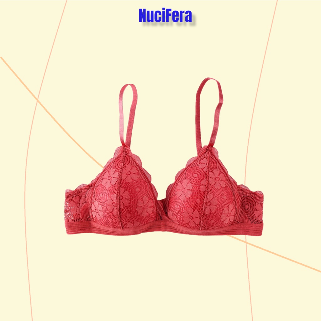 Áo Bralette ren hoa không gọng đệm liền mỏng BRA02_NuciFera có móc cài sau điều chỉnh