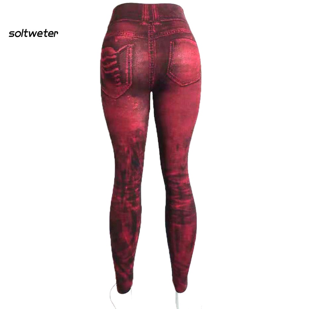 Quần legging giả jean rách thời trang cho nữ