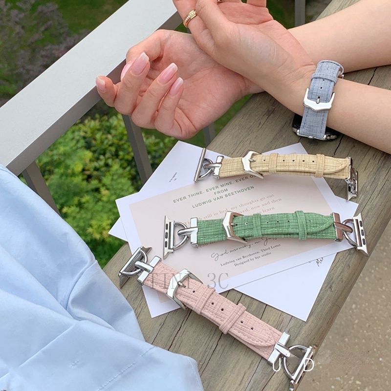 Dây Đeo Bằng Da Có Khóa Cho Đồng Hồ Apple Watch Series 7 6 5 4 3 2 1 SE 38/40/41/42 45mm 44mm