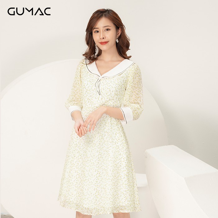 Đầm hoa cổ V GUMAC DA984