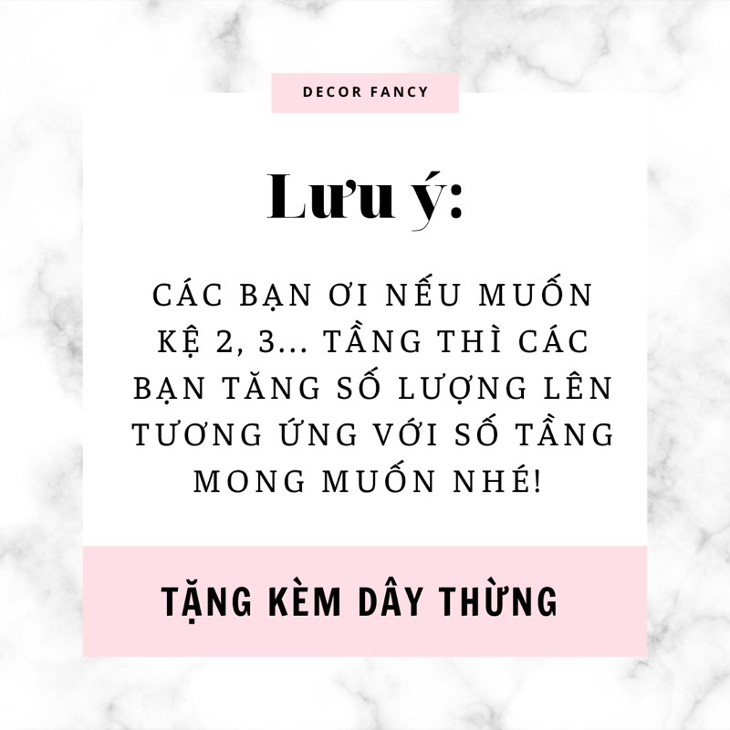 Kệ gỗ treo tường màu trắng, Kệ treo đa chức năng (kèm dây thừng) - Decor Fancy