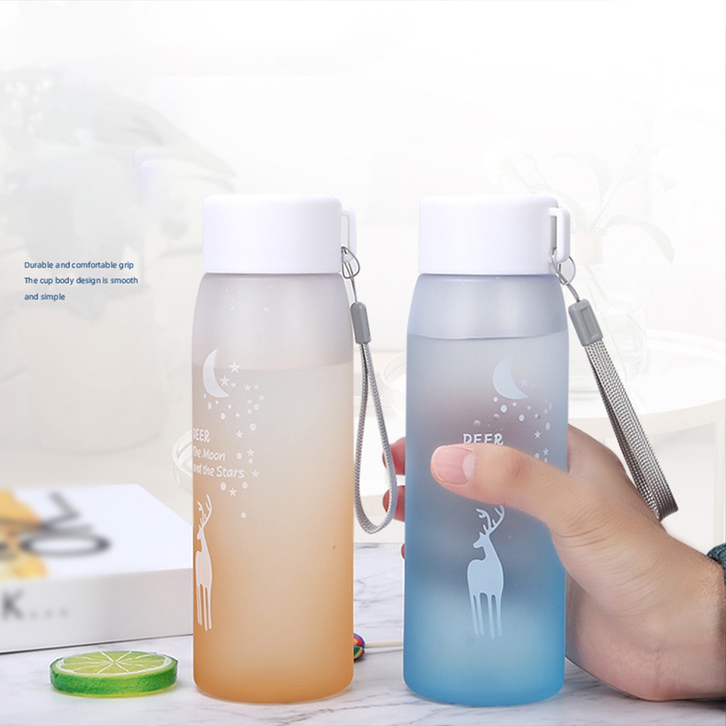 Bình Đựng Nước 500ml Bằng Nhựa Mờ Chống Rò Rỉ Có Tay Cầm Kèm Dây Đeo Cho Hoạt Động Thể Thao Ngoài Trời