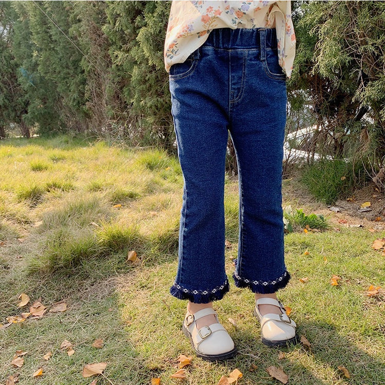 Quần Jeans Ống Loe Thời Trang Xuân Thu Cho Bé Gái