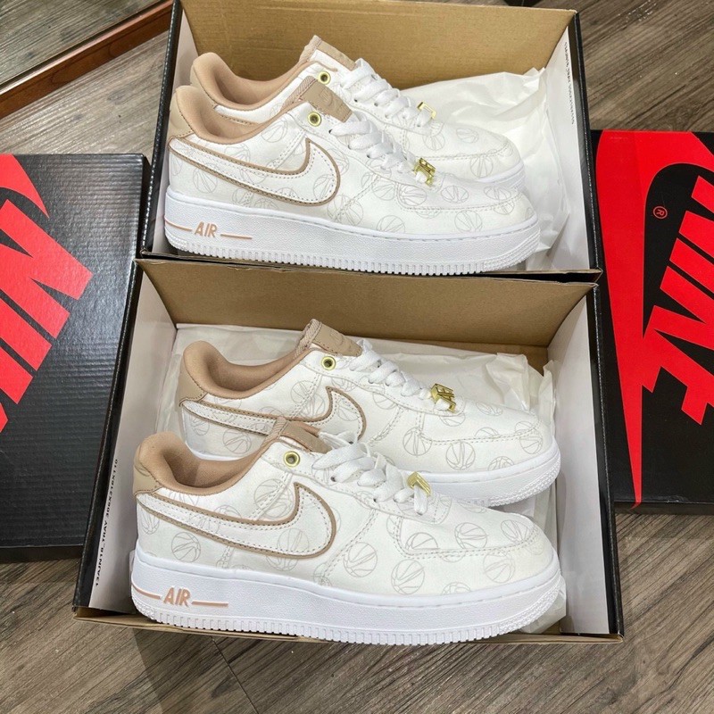 [m.sneaker] giày af1 trắng nâu màu mới in hoạ tiết | BigBuy360 - bigbuy360.vn