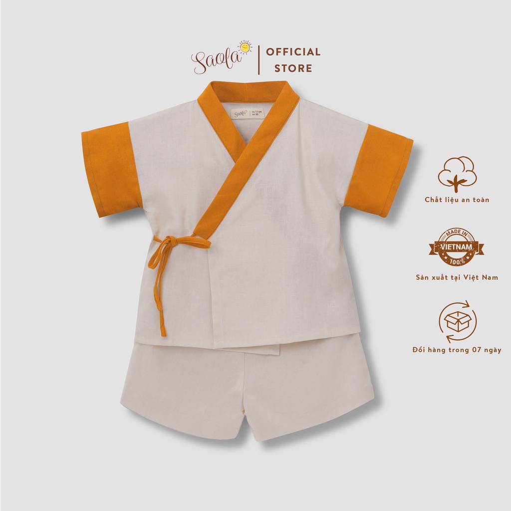 Bộ Áo Quần Linen Thoáng Mát Cho Bé Trai / Bé Gái - JINBEI SET - SEL005 - SAOLA KIDS CLOTHING