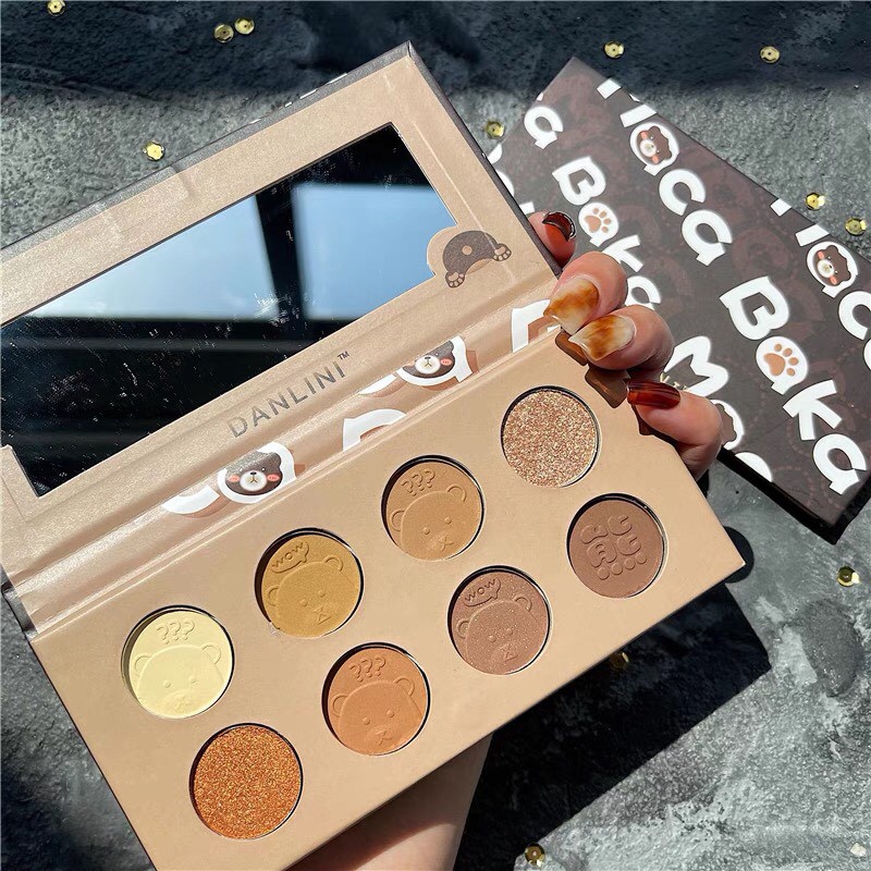 Bảng mắt gấu 8 màu DANLINI tạo khối nhũ kira dễ thương tone cam đất DANL01 | BigBuy360 - bigbuy360.vn