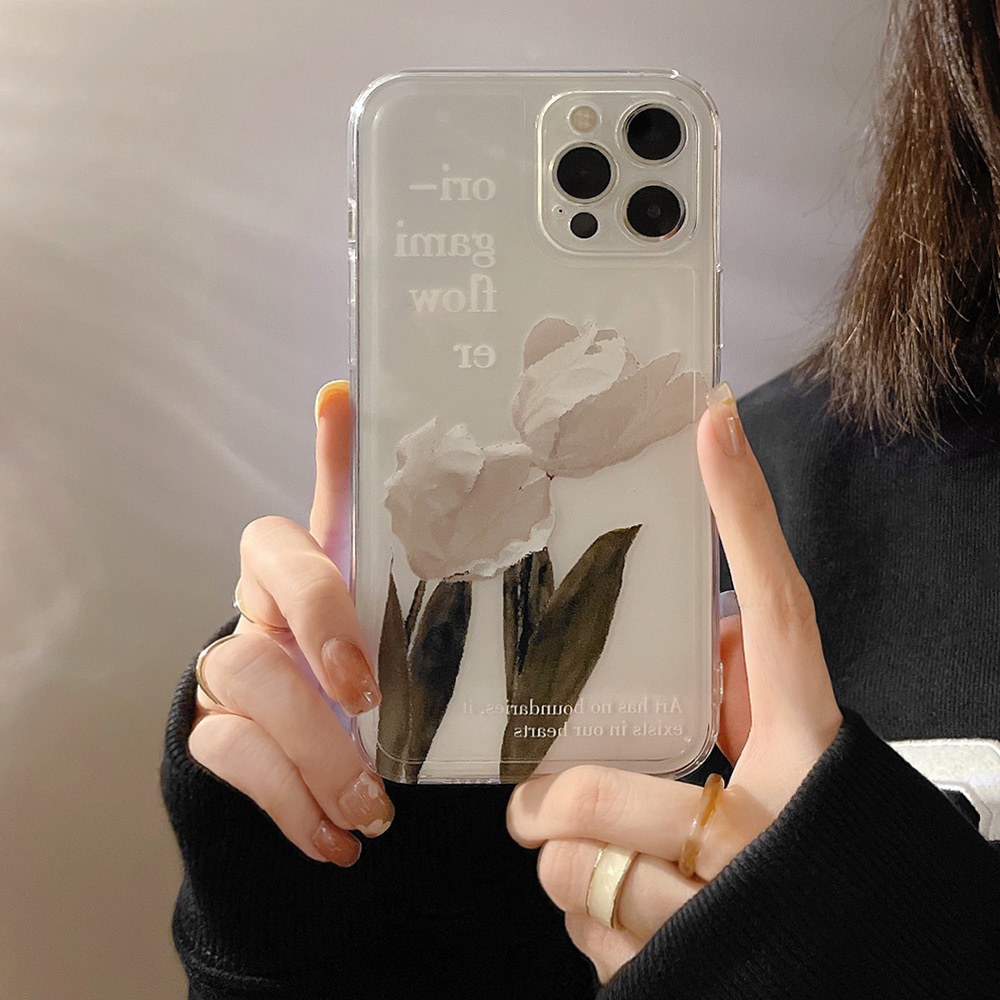Ốp Điện Thoại Trong Suốt Họa Tiết Hoa Xinh Xắn Cho Iphone 14 11 8 7 Plus SE2 XS XR 12 13 Mini PRO MAX