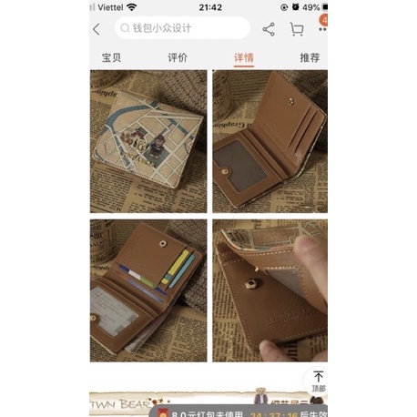 VÍ TTWN BEAR TT2236 CẦM TAY ĐỰNG THẺ CARD, MONEY THÁI LAN