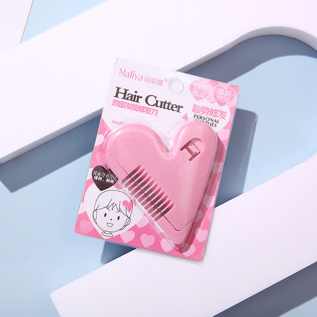 Lược Cắt Tóc Mini Hình Trái Tim Màu Hồng Kèm Lưỡi Dao Tiện Dụng