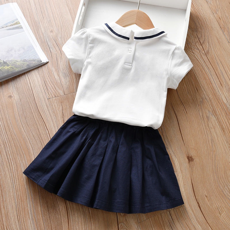 Bộ Áo Ngắn Tay + Chân Váy Xếp Ly Xinh Xắn Theo Phong Cách Mùa Hè Dành Cho Nữ