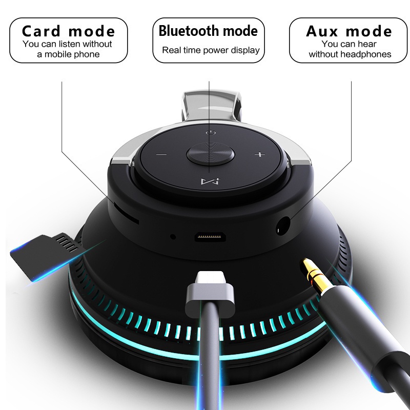 Tai nghe bluetooth không dây 5.1 có thể gập lại kèm mic phù hợp cho máy tính bảng/điện thoại