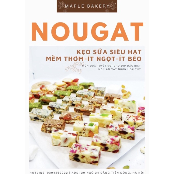 [HOT] KẸO NOUGAT kẹo hạnh phúc siêu hạt, mứt, ít ngọt, healthy túi 100g