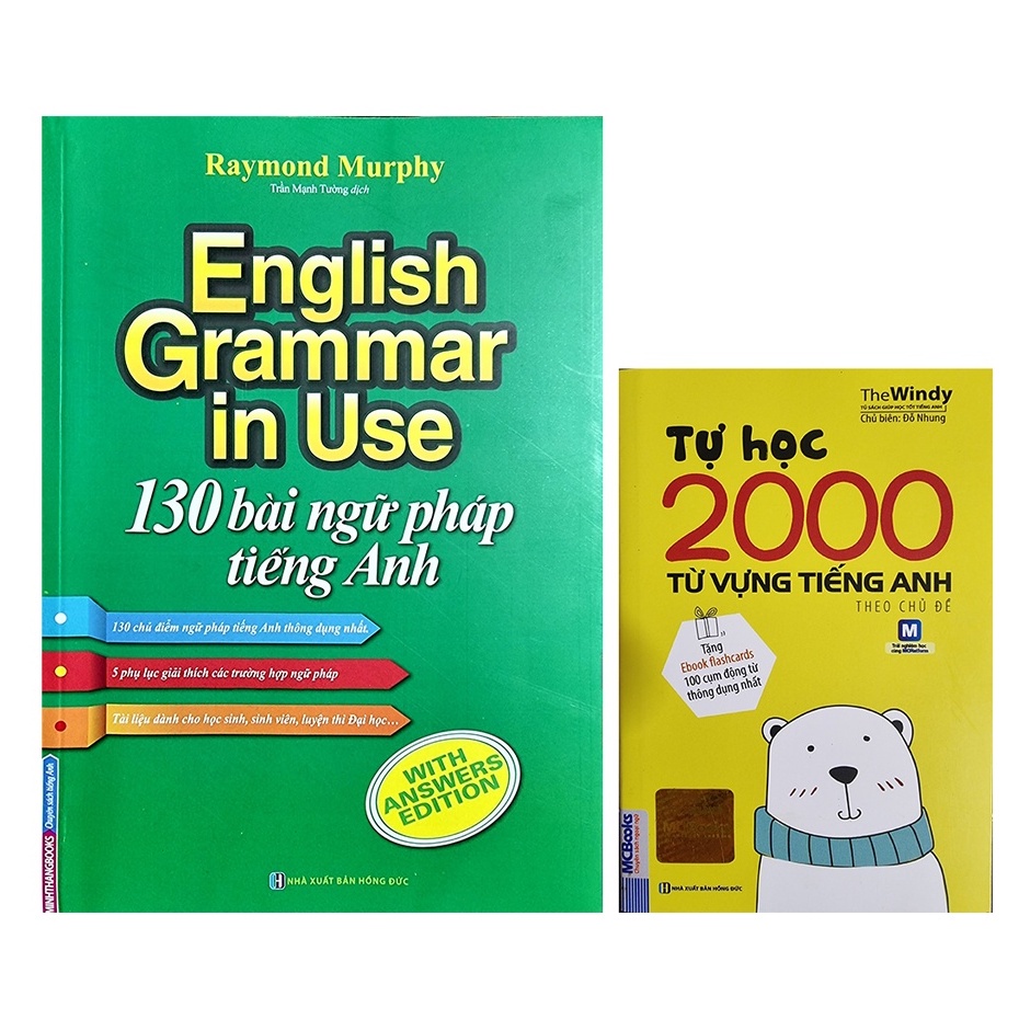 Sách - Combo 2 Cuốn: English Grammar In Use 130 Bài Ngữ Pháp Tiếng Anh ( Bản Màu ) + Tự Học 2000 Từ Vựng Tiếng Anh