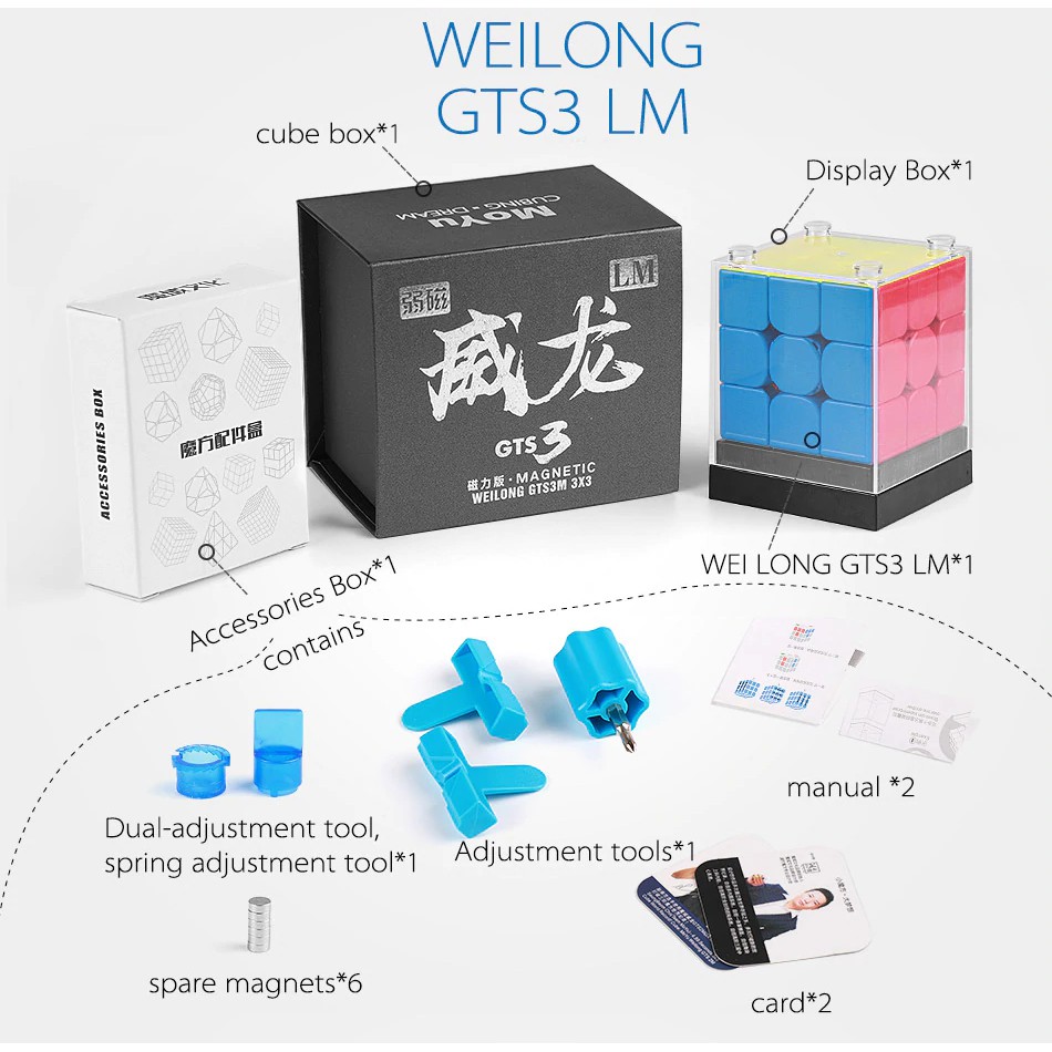 Rubik 3x3 MoYu WeiLong GTS V3 M GTS3 GTS3M GTS3LM Có Nam Châm