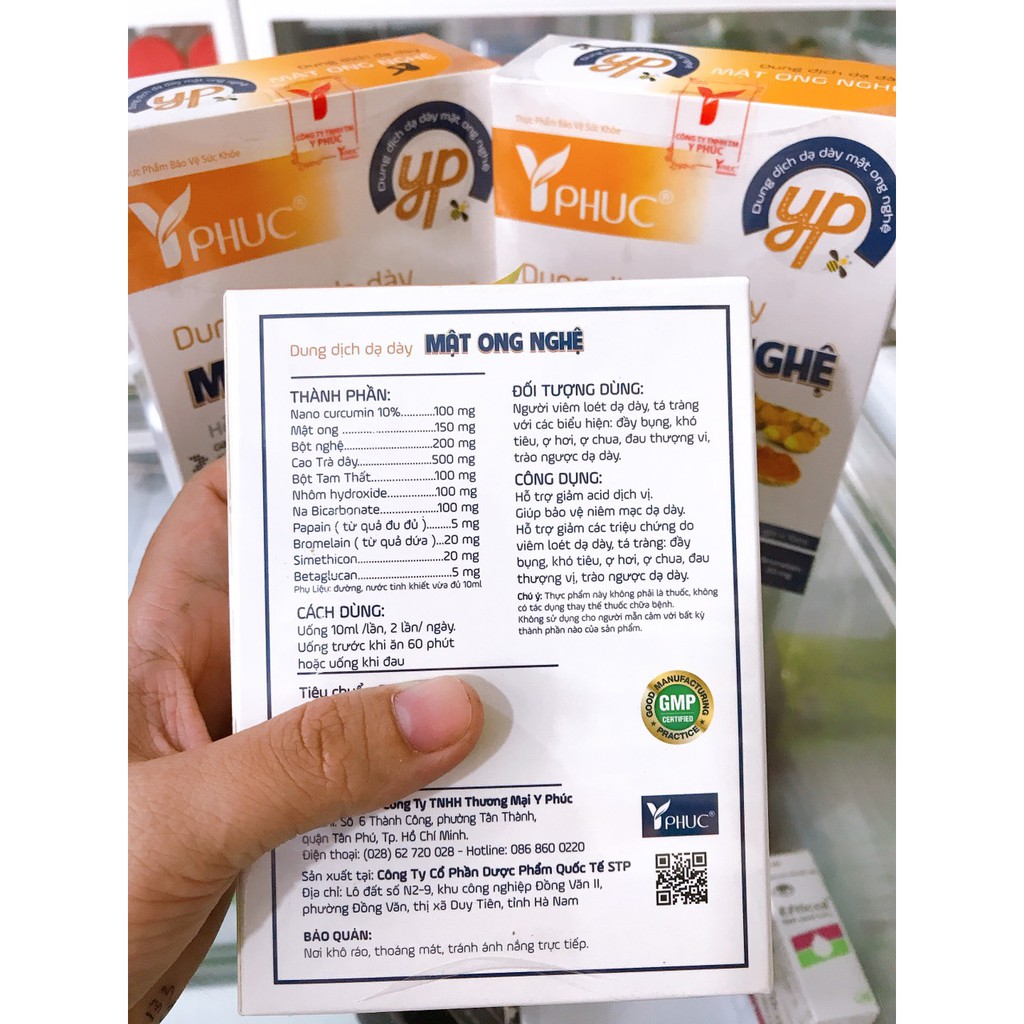 Dung Dịch Dạ Dày Y-Mật Ong Nghệ YPhuc - Giảm Acid dịch vị bào vệ niêm mạc dạ dày, Giảm triệu chứng viêm loét, tá tràng