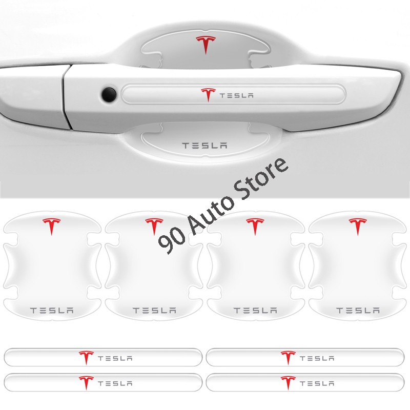 Miếng Dán Bảo Vệ Tay Nắm Cửa Xe Hơi Tesla Model 3 Chống Trầy Xước Chống Thấm Nước Trong Suốt