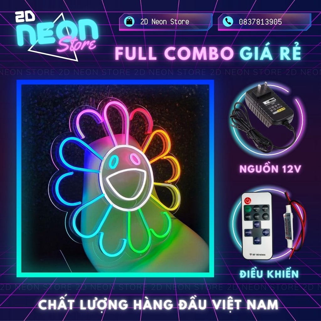 Đèn Led Neon Hoa Kiki, Led Neon 12V trang trí phòng, góc livestream, quay Tiktok I 2D Neon Store