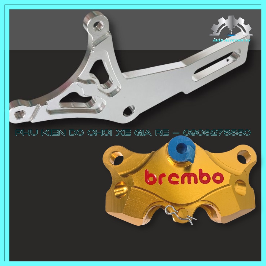 COMBO SAU Wave Sirius Jupiter Future Dream lên đĩa Sau - Heo Dầu Brcmbe 2piston đối xứng + Pát CNC gắn Sau đi đĩa 220mm