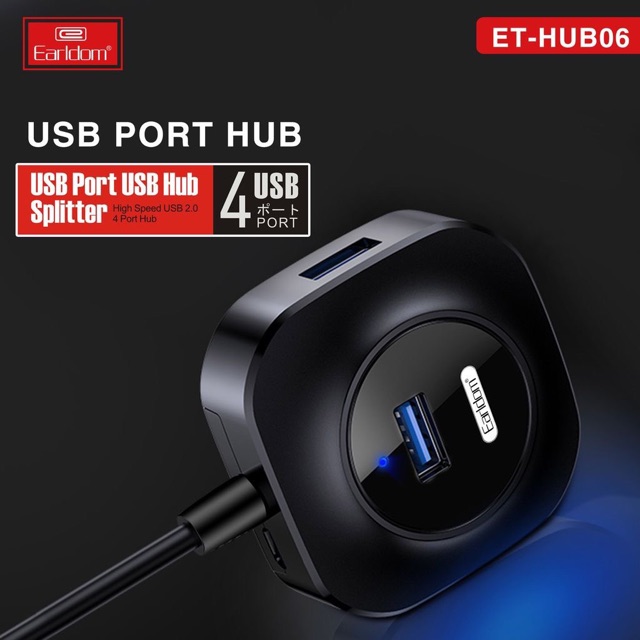 Ổ cắm USB Earldom HUB-06(hỗ trợ 4 cổng USB 2.0)BH 12 THÁNG