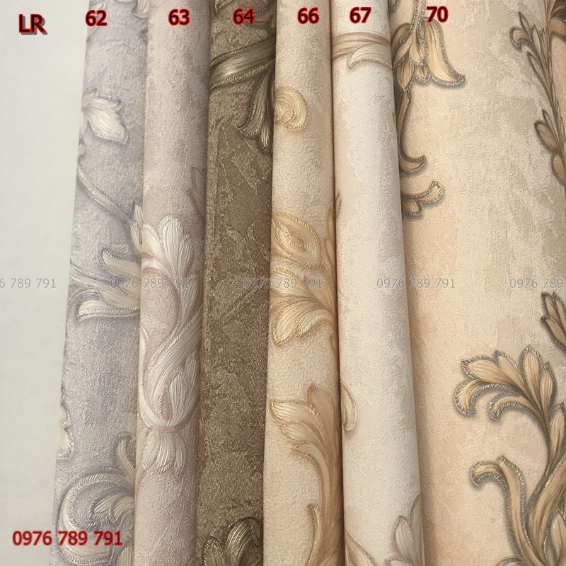 Giấy Dán Tường Phòng Khách 3d Dây Hoa Lá, Lụa Không Keo, Khổ 10m x 53 cm, Nhiều Màu Lựa Chọn