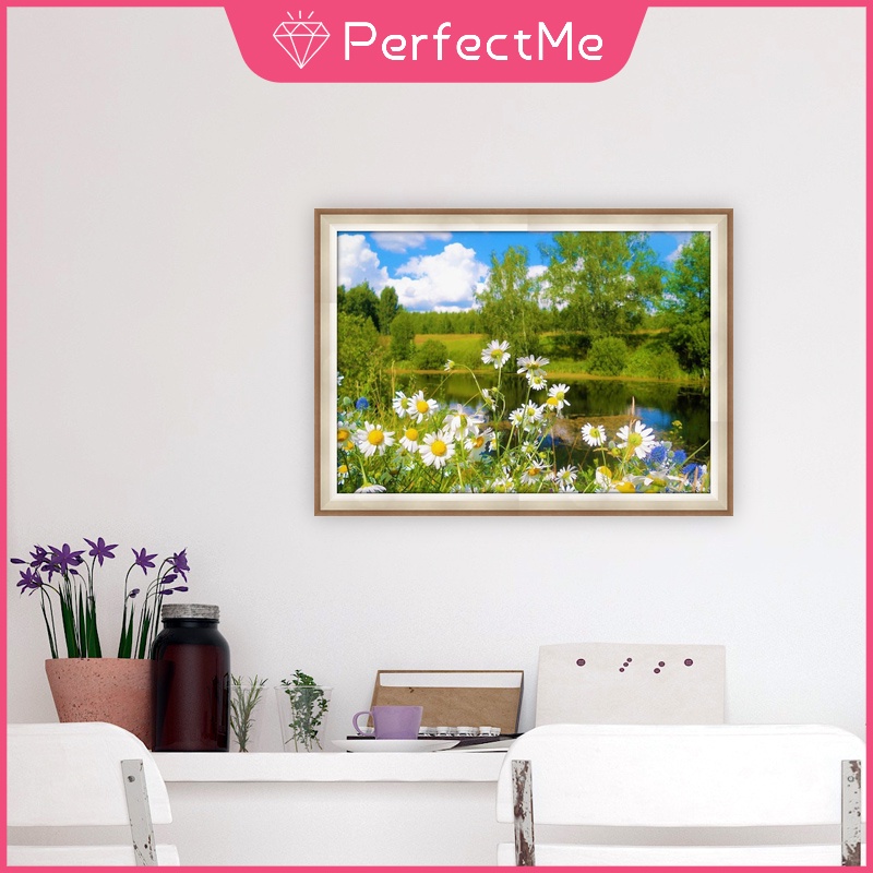 Bộ Tranh Đính Đá 5d Họa Tiết Hoa Xinh Xắn Độc Đáo Kích Thước 40x30cm DIY Dùng Trang Trí Nhà Cửa