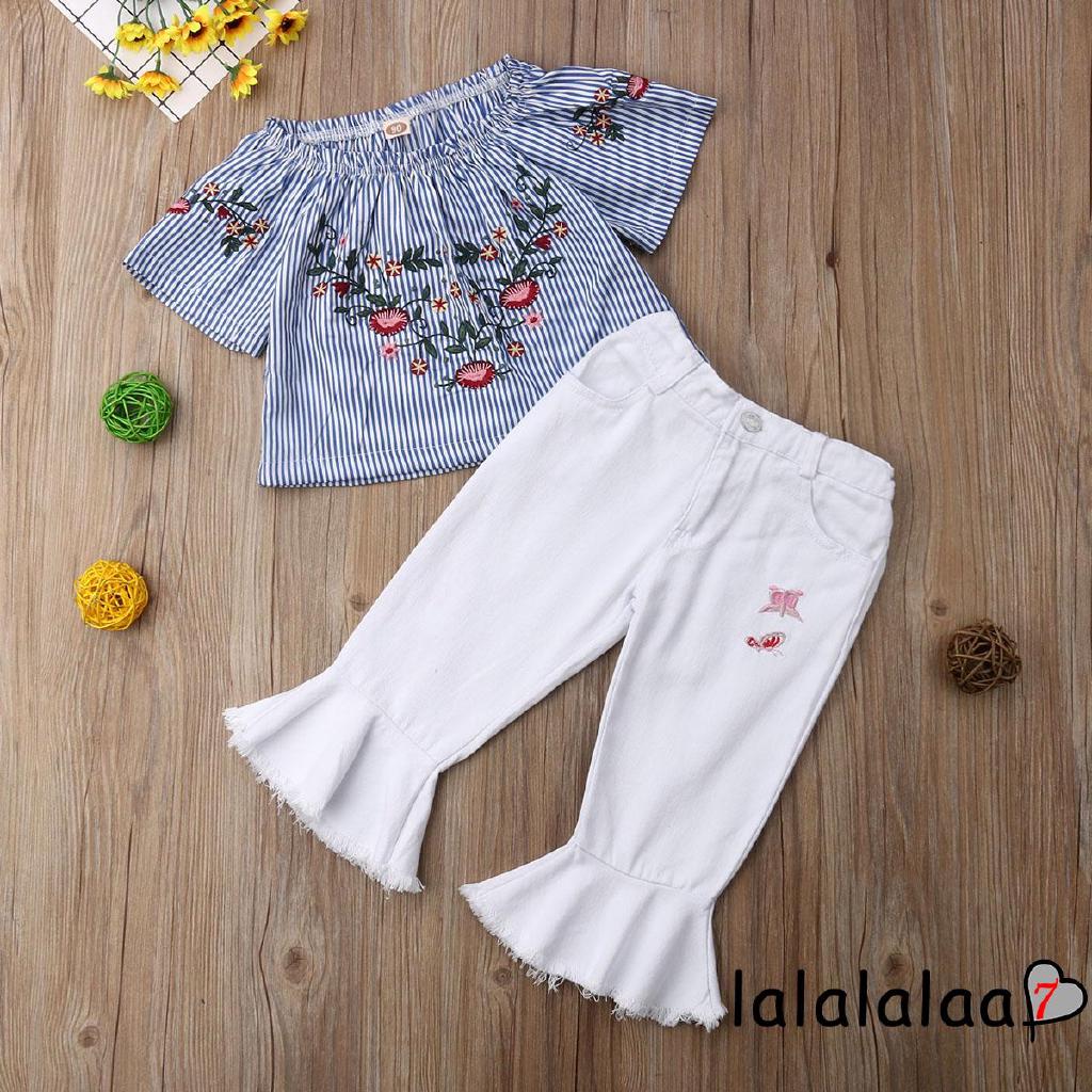 Bộ áo ống loe in hoa + quần legging dễ thương cho bé gái