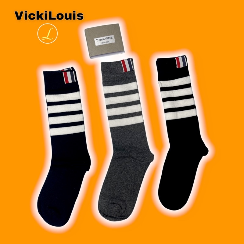 Tất nam nữ cổ cao SHEER STRIPE MID-CALF SOCKD IN WINTER COTTON, vớ nam nữ cổ cao cao cấp