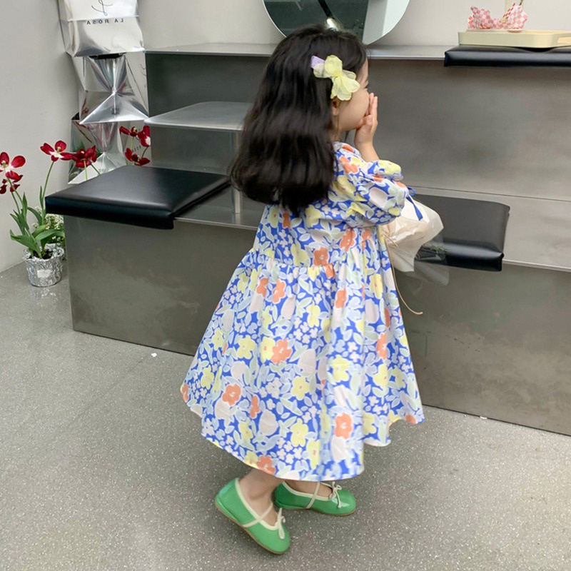 Đầm Công Chúa Bằng Vải Cotton In Hoa Dễ Thương Phong Cách Phương Tây Thời Trang Mùa Hè Dành Cho Bé Gái
