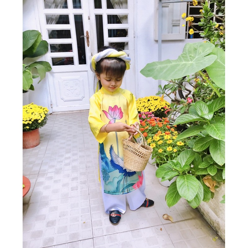 Sét Áo Dài Sen Chim Hạc