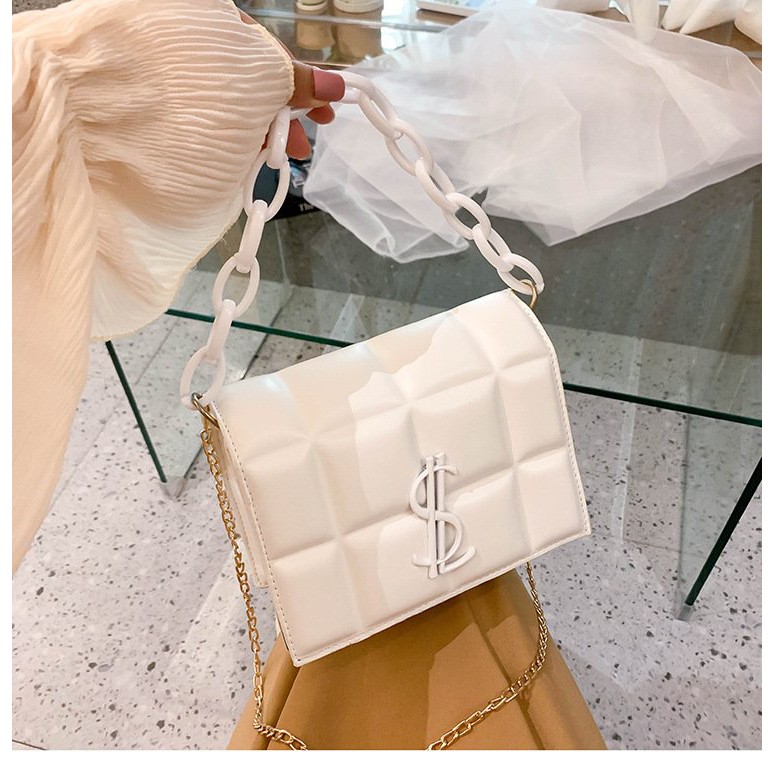 Túi nữ đeo chéo họa tiết ô vuông nhỏ khóa móc cài PN500 giao màu ngẫu nhiên